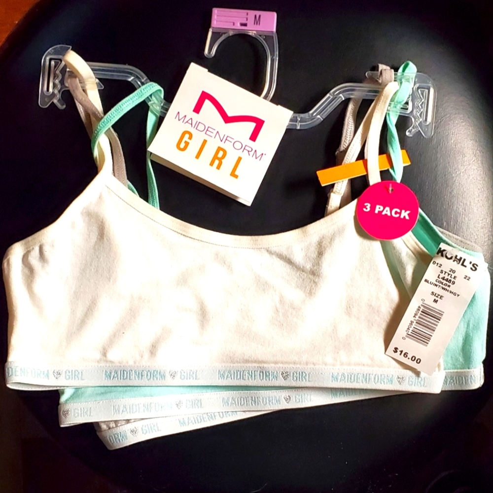 Maidenform Girl Bra 3 Pack New Bralette Size M 7/8